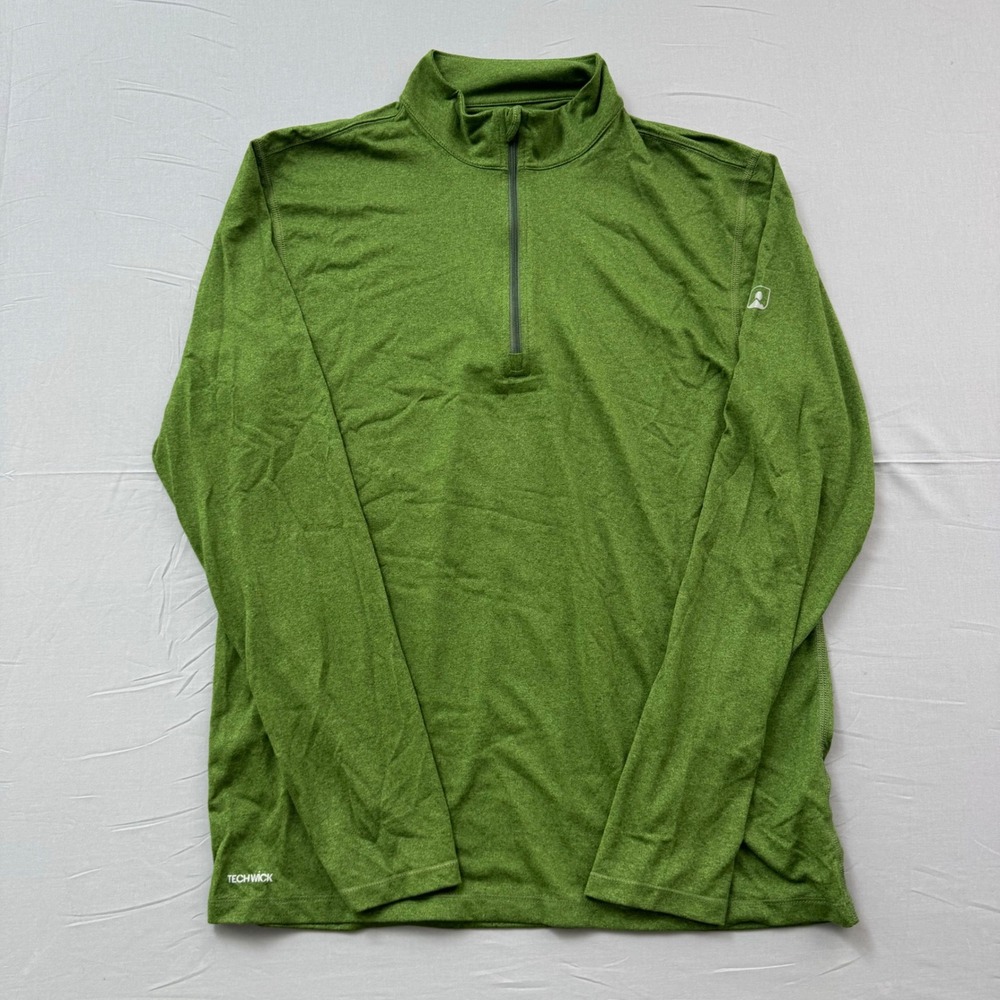 Eastern Mountain Sports EMS Techwick Mens Medium Green Quarter Zip Pullover Top